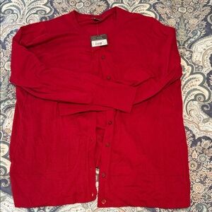 Eddie Bauer Vibrant Red Crew Neck Cardigan